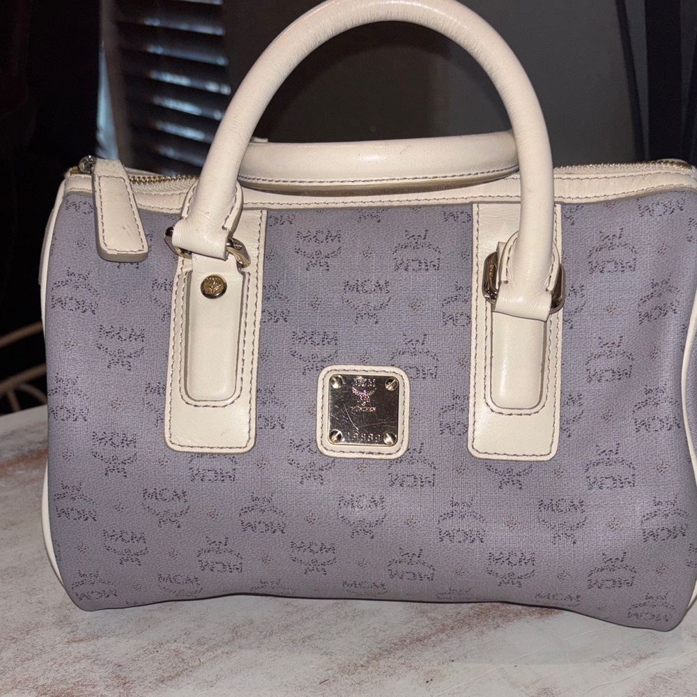 MCM Heritage Small Boston Bag in Lavender/Grey Canvas - Rare Color